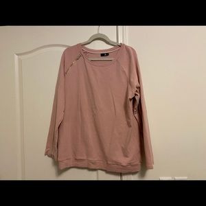 Scoop neck sweater with zipper accent